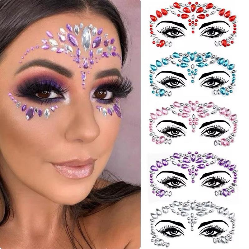 Multicoloured Rhinestone Face Gem Stickers